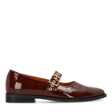 Manfield Burgundy Lakleren Loafers Met Gespsluiting