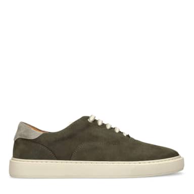 Manfield Manfield Groene Suède Sneakers Met Veters