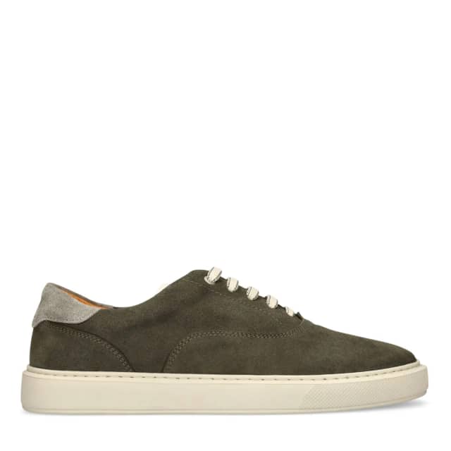Manfield Groene Suède Sneakers Met Veters