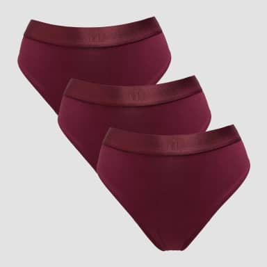 Myprotein MP middelhoog bikinibroekje voor dames (verpakking met 3 stuks) - Donkerbessenrood