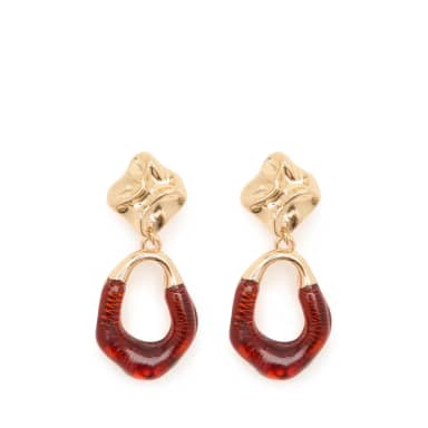 Manfield Bordeaux Rode Oorbellen Met Gouden Details