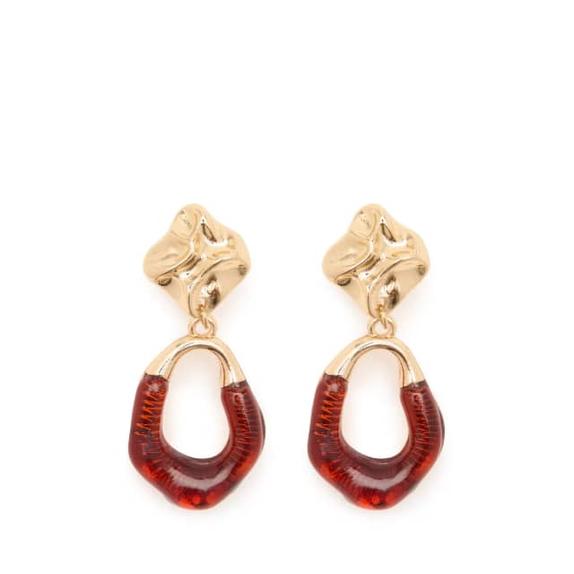 Manfield Bordeaux Rode Oorbellen Met Gouden Details