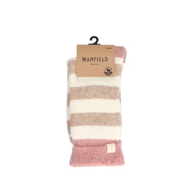 Manfield Manfield Roze Gestreepte Cosy Sokken