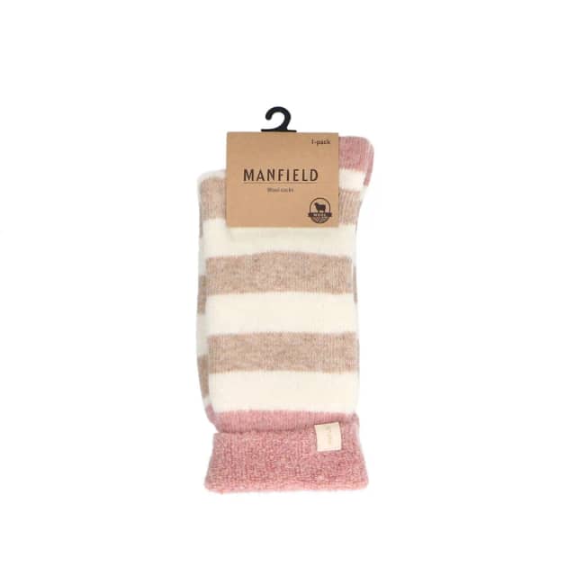 Manfield Roze Gestreepte Cosy Sokken