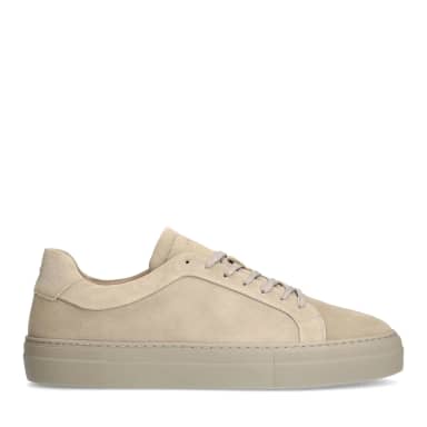 Manfield Beige Nubuck Sneakers Met Veters
