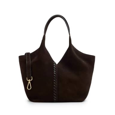 Manfield Manfield Donkerbruine Suède Mini Shopper Met Drukknoop