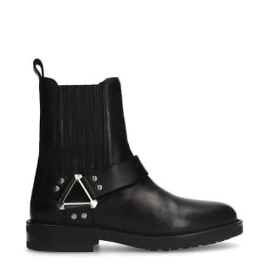 Sacha Zwarte leren biker boots