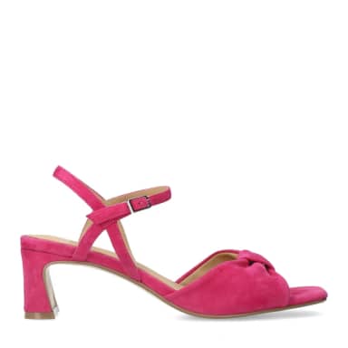 Manfield Roze Suède Sandalen Met Hak Met Gespsluiting