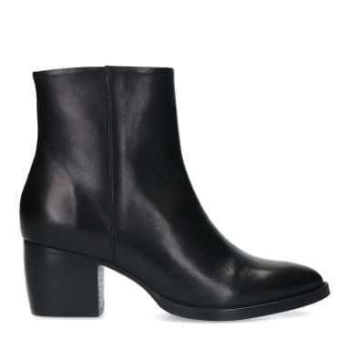 Manfield Manfield Zwarte Leren Enkellaarsjes Met Blokhak Van 6 Cm Met Ritssluiting