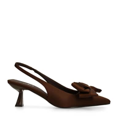 Bruine slingback pumps met strik