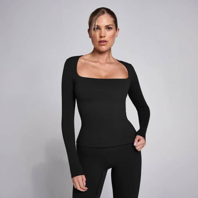 Myprotein MP Dames SculptForm Vierkante Hals Longsleeve Top - Zwart