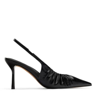 Zwarte slingback pumps met rimpel effect