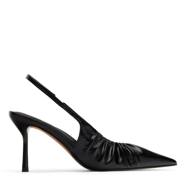 Sacha Zwarte slingback pumps met rimpel effect
