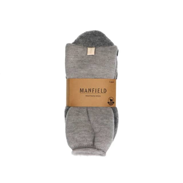 Manfield Grijze Wollen Home Shoes Socks