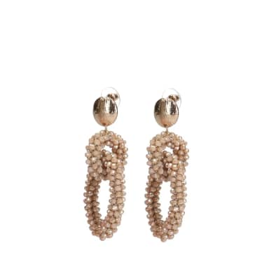 Manfield Beige Glaskralen Oorbellen