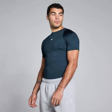 Myprotein MP Heren Training Korte Mouw Basislaag - Donker Saffier