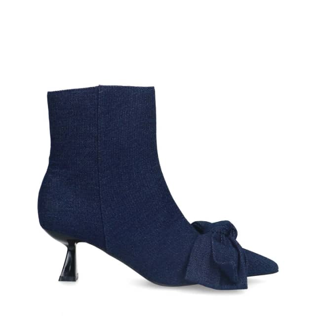 Sacha Blauwe denim enkellaarsjes met hak