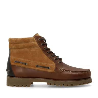 Manfield Cognac Leren Veterboots
