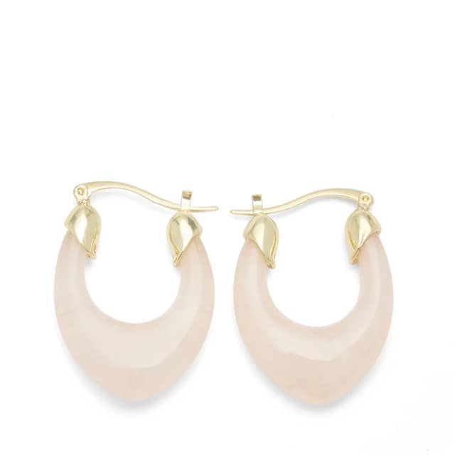 Manfield Beige Oorbellen Met Gouden Sluiting
