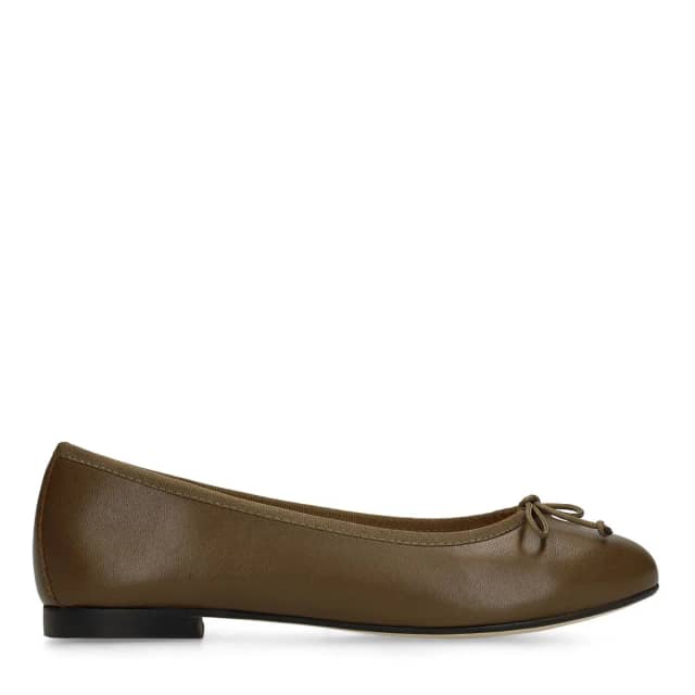 Manfield Donkergroene Leren Ballerina's