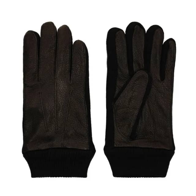 Manfield Zwarte leren heren handschoenen