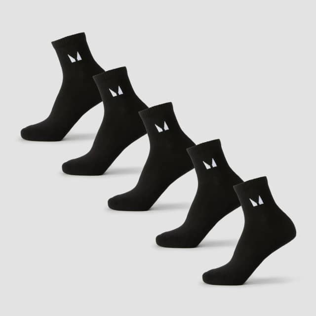 Myprotein MP Unisex Enkelsokken (5 Pack) - Zwart - UK