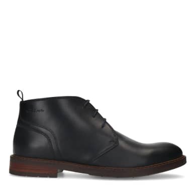 Van Lier Zwarte Boston Leren Veterschoenen