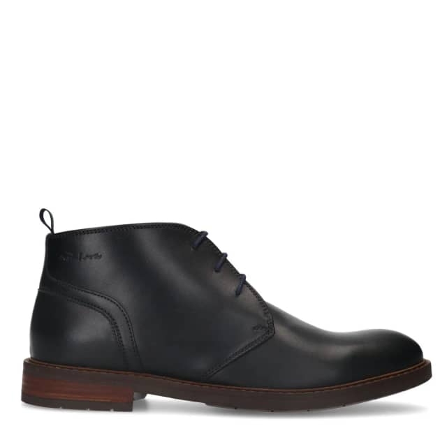 Van Lier Zwarte Boston Leren Veterschoenen