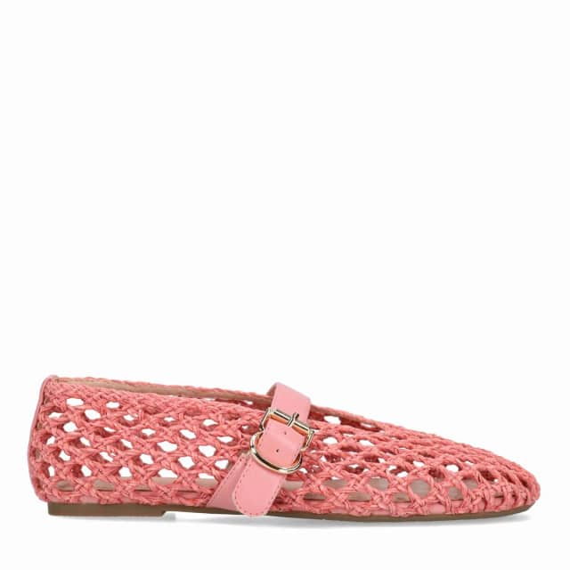 Manfield Roze Gevlochten Ballerina's Met Gespsluiting