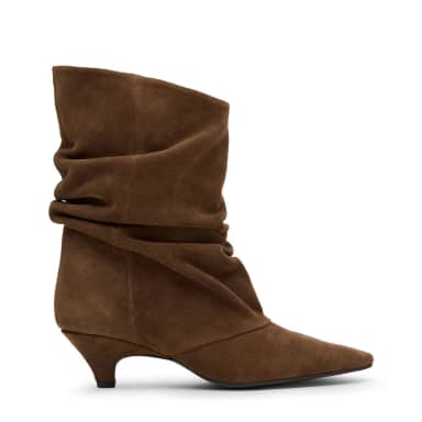 Bruine suède slouchy enkellaarsjes met hak