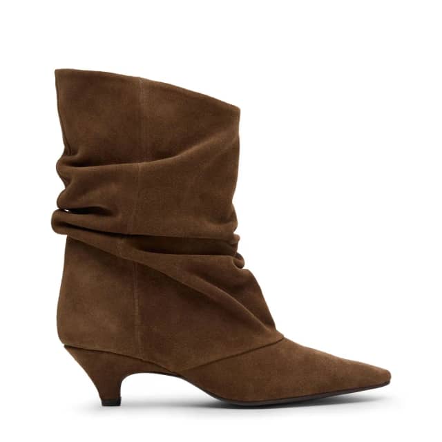 Sacha Bruine suède slouchy enkellaarsjes met hak