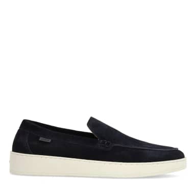 Manfield Donkerblauwe Suède Loafers
