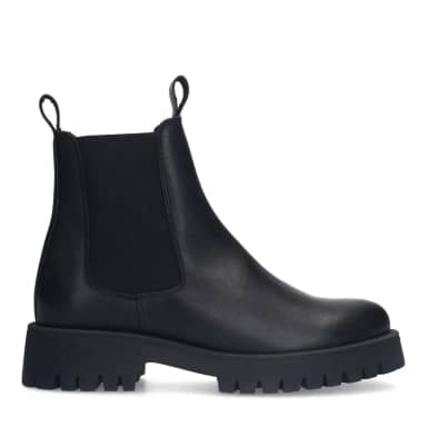 Sacha Zwarte leren chunky chelsea boots
