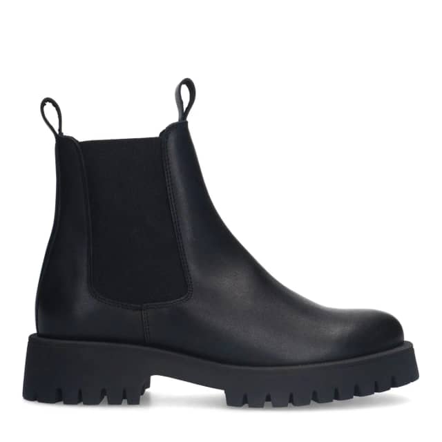 Sacha Zwarte leren chunky chelsea boots