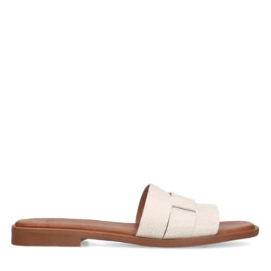 Manfield Witte Gevlochten Leren Slippers