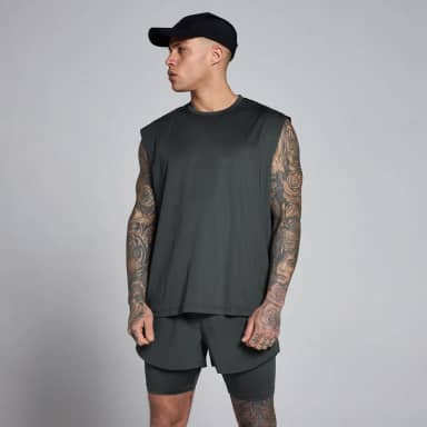 MP Hybrid Oversized Mesh Tanktop voor Heren - Gewassen Zwart