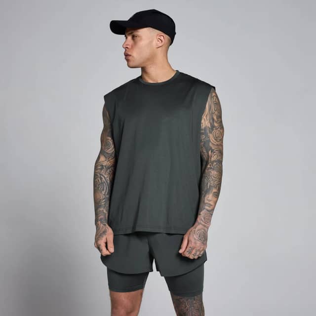 Myprotein MP Hybrid Oversized Mesh Tanktop voor Heren - Gewassen Zwart