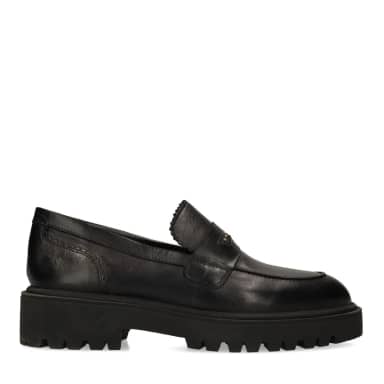 Manfield Zwarte Leren Loafers