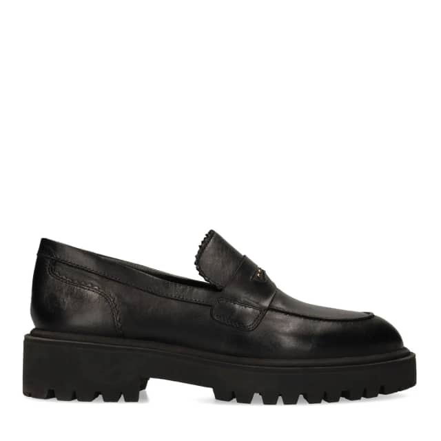 Manfield Zwarte Leren Loafers