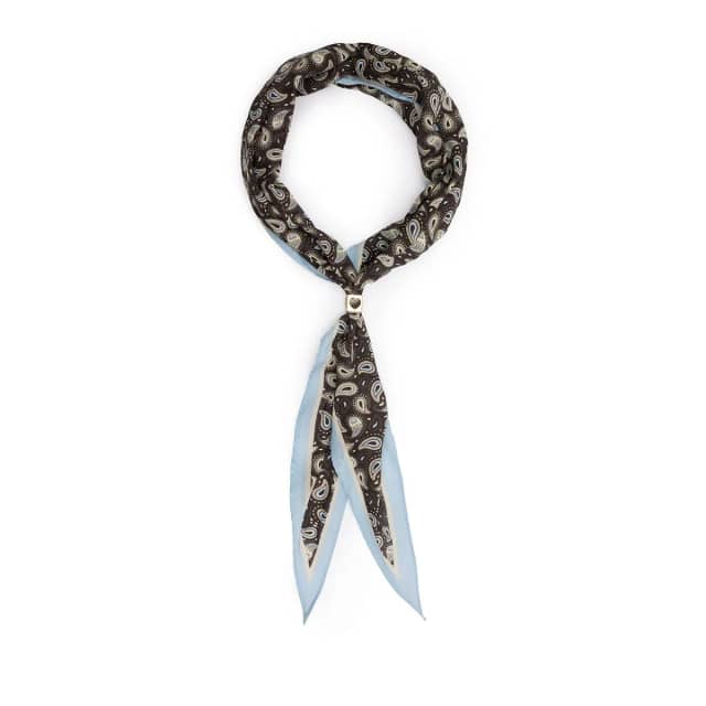 Manfield Bruin Sjaaltje Met Wit En Blauwe Details