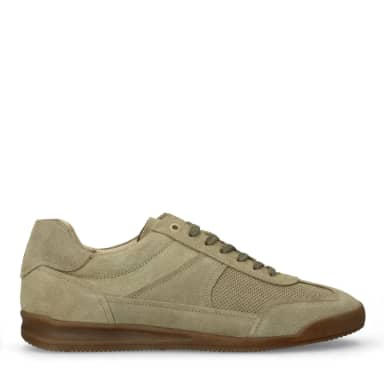 Manfield Groene Suède Sneakers Met Veters