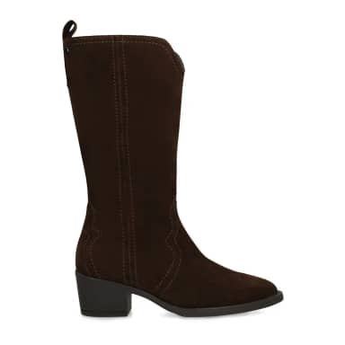 No Stress Donkerbruine Suède Cowboylaarzen Met Blokhak Van 6 Cm Met Ritssluiting
