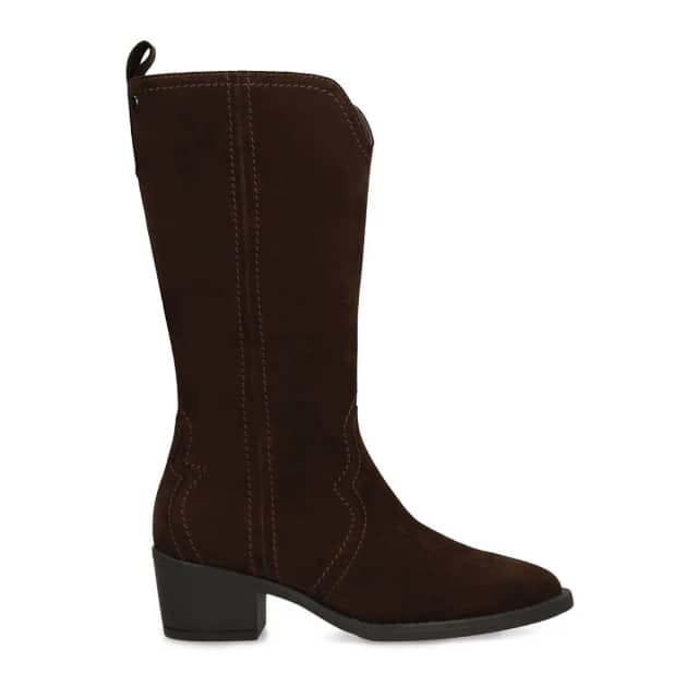 No Stress Donkerbruine Suède Cowboylaarzen Met Blokhak Van 6 Cm Met Ritssluiting