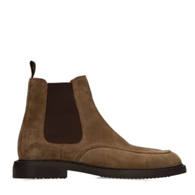 Manfield Taupe Suède Chelsea Boots Met Elastieke Sluiting