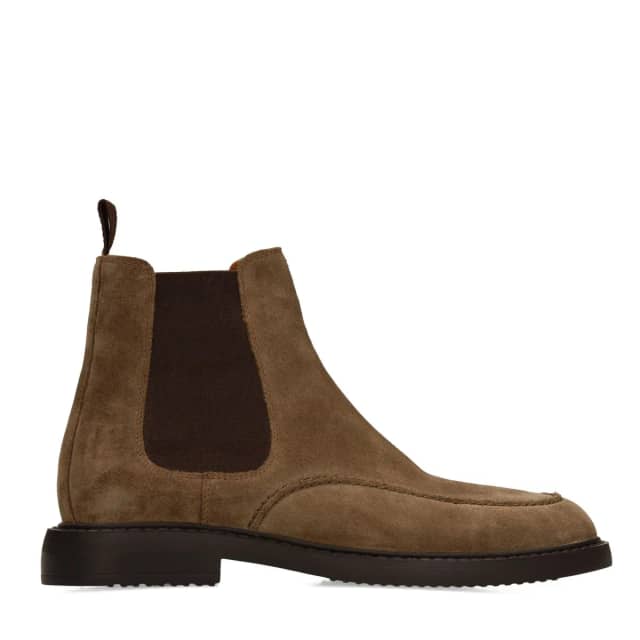 Manfield Taupe Suède Chelsea Boots Met Elastieke Sluiting