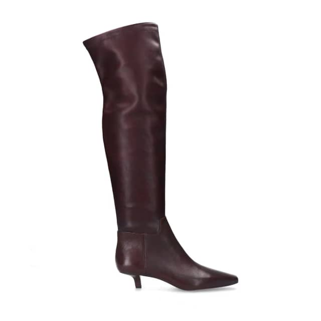 Sacha Bordeaux hoge stretch laarzen met kitten heel