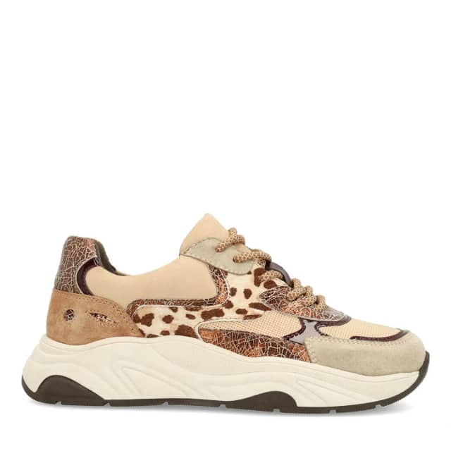 Sacha Beige sneakers met cow print