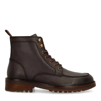 Manfield Bruine Leren Veterboots