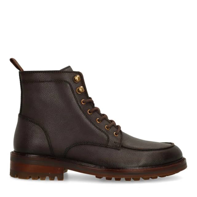 Manfield Bruine Leren Veterboots
