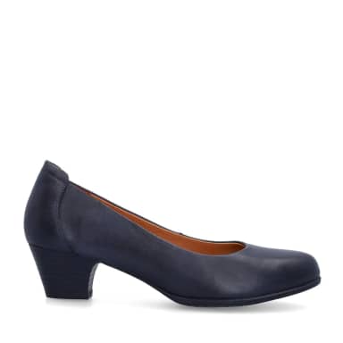 No Stress No Stress Donkerblauwe Leren Pumps Met Lage Hak Van 4 Cm